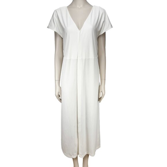 ADAY Minimalist Multiway Stretch Travel White Maxi Dress with Black Belt sz S - Picture 7 of 16